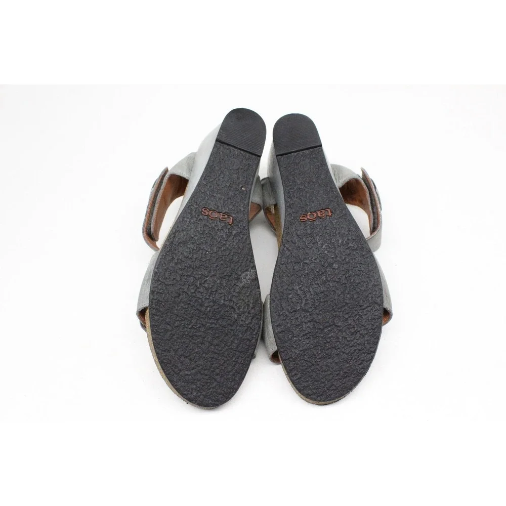 Taos Carousel 2 Grey Leather Wedge‎ Open Toe Slingback Sandal Womens 40 US 9-9.5
